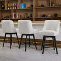 Cream Linen Wood Swivel Bar Stools Set of 3