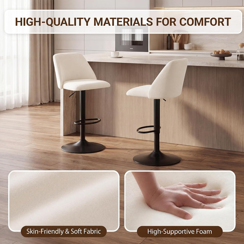 Beige Adjustable Swivel Stools Set 4