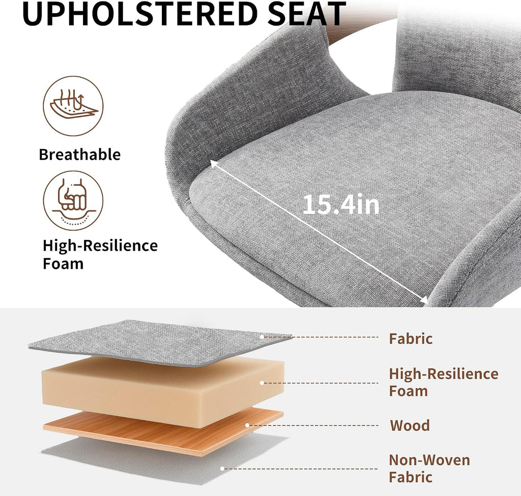 Light Grey Armrest Swivel Stools Set 3