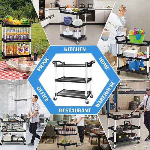 3-Tier Rolling Plastic Utility Cart