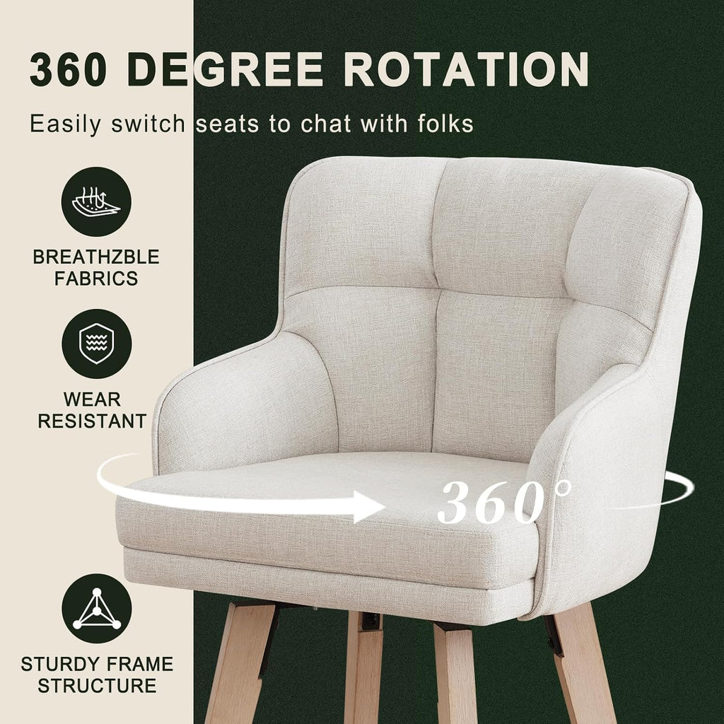 Beige Wood Swivel Bar Stools Set of 3