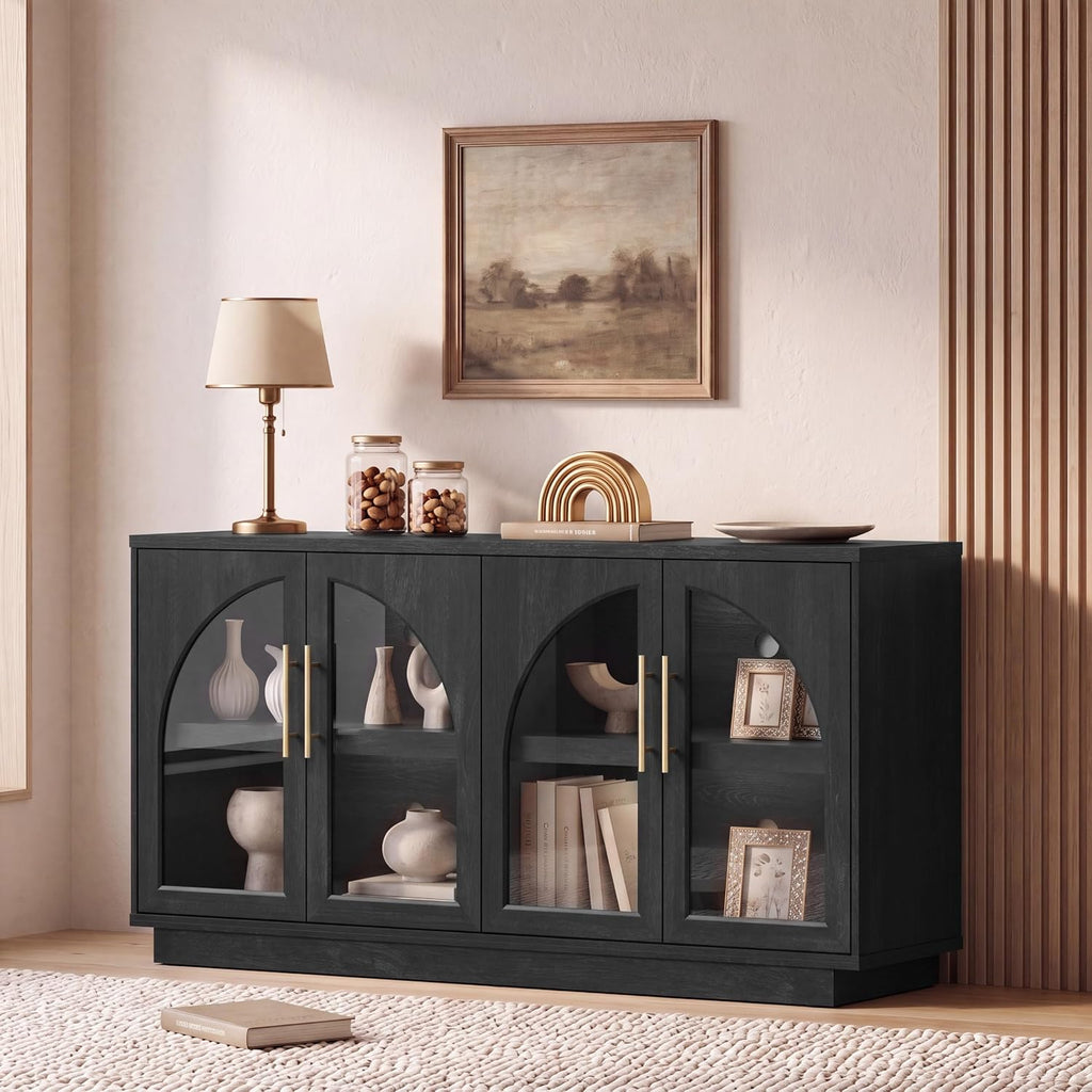 Black Grey Arched Glass Sideboard