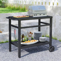2-Tier Rolling Metal BBQ Prep Cart