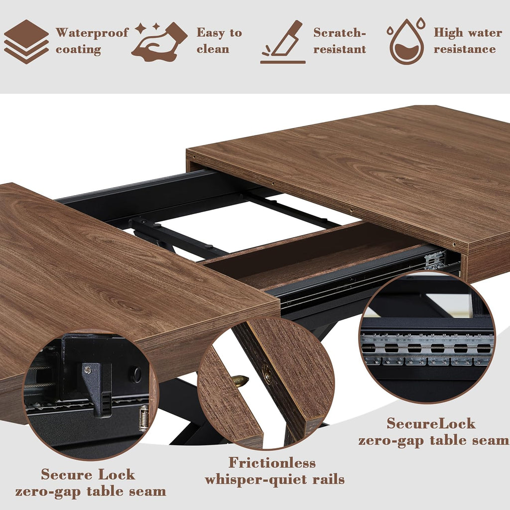 Walnut Farmhouse Extendable Dining Table