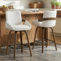 Beige Bentwood Swivel Stools Set 2