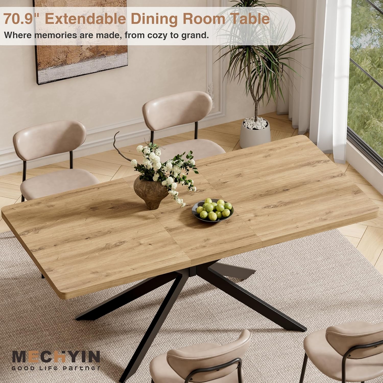 Oak Butterfly Leaf Extendable Dining Table