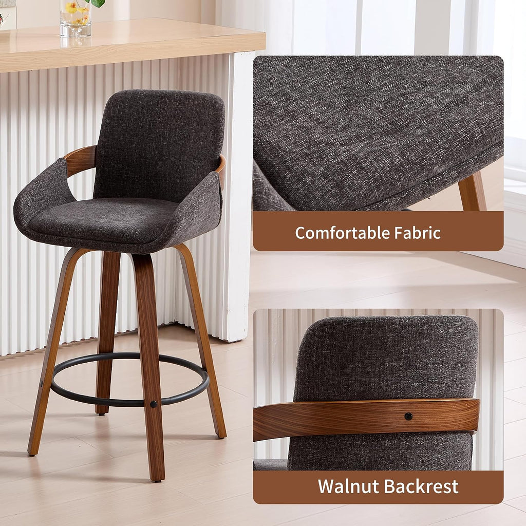 Charcoal Swivel Wood Stools Set 2