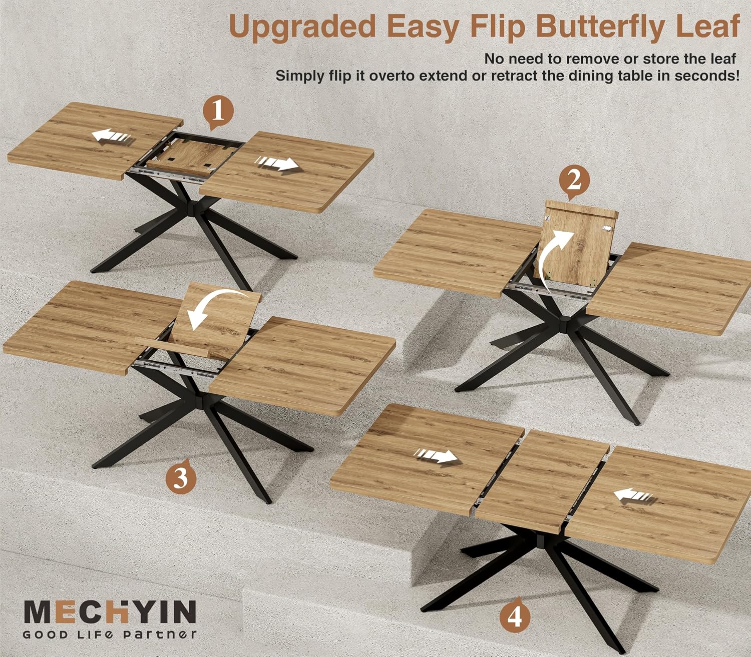 Oak Butterfly Leaf Extendable Dining Table