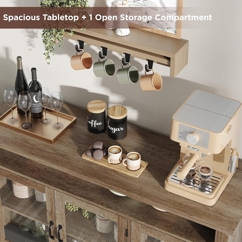Modern Farmhouse Glass Door Storage Sideboard Cabinet
