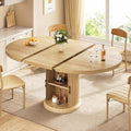 Oak Pedestal Extendable Round Dining Table