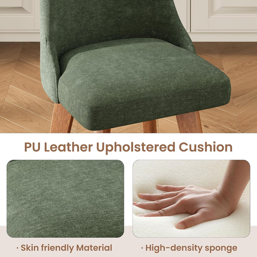 Green Linen Swivel Stools Set 4