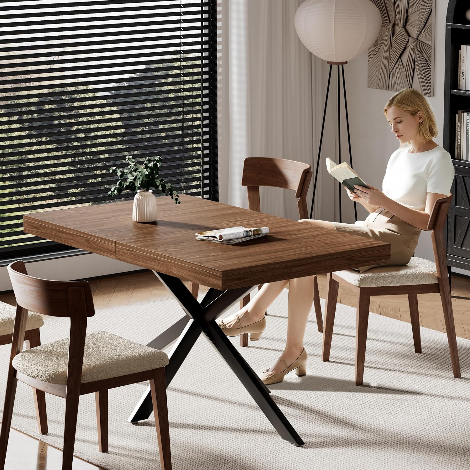 Walnut Farmhouse Extendable Dining Table